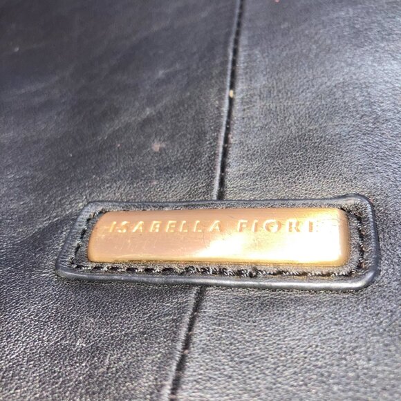 ISABELLA FIORE Embroidered Black Genuine  Leather Rachel Hobo Bag 15"w - Picture 10 of 15